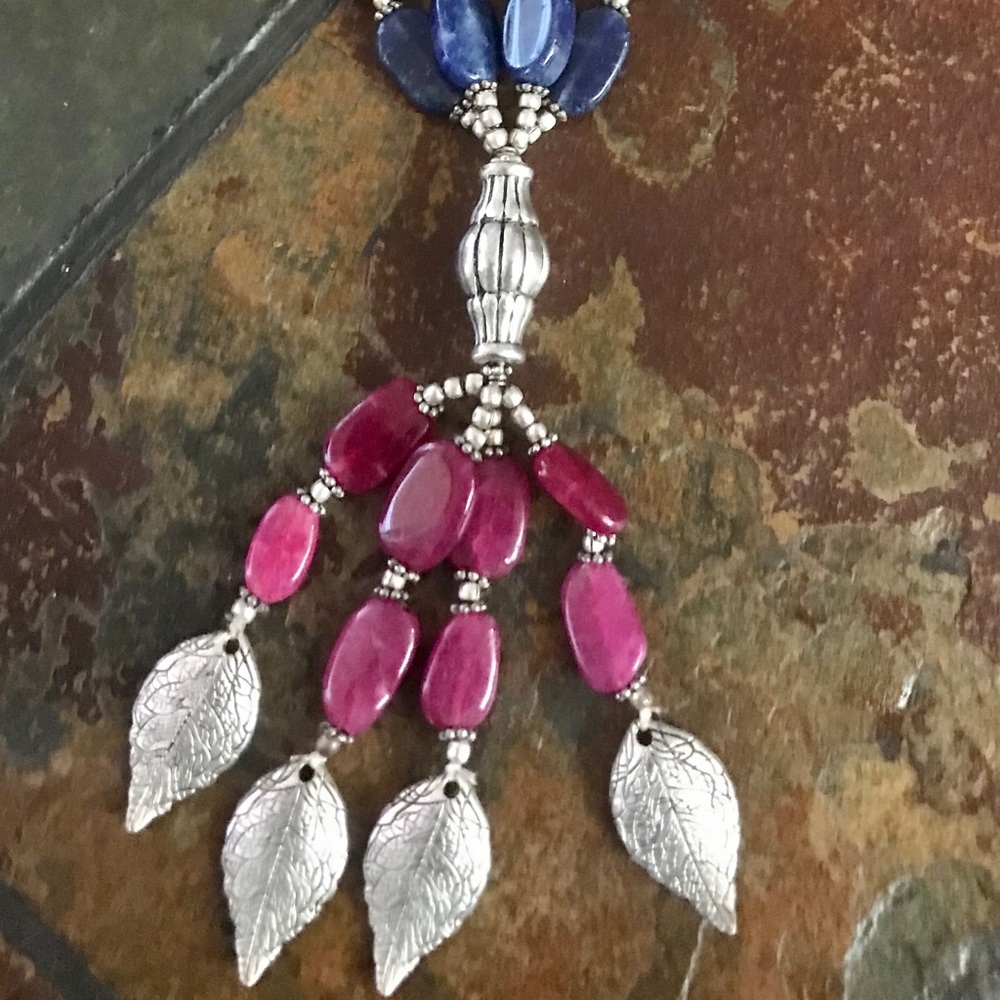 Lapis Lazuli And Ruby Red Quartz 925 Necklace - image 3